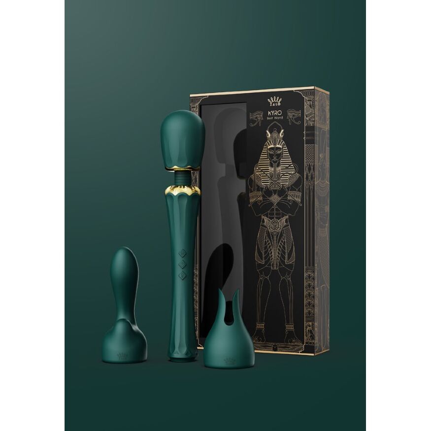 Вибратор микрофон с насадками Zalo Kyro Wand Turquoise Green