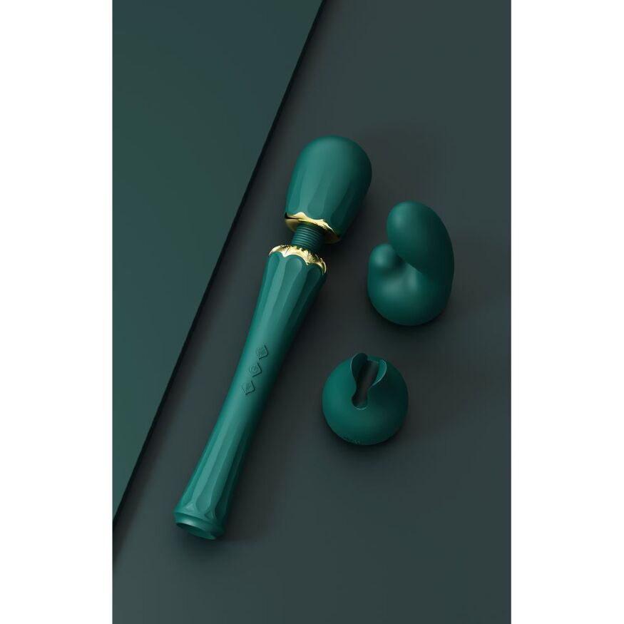 Вибратор микрофон с насадками Zalo Kyro Wand Turquoise Green