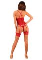 Obsessive Lacelove corset - эротический корсет с подвязками и стринги, XL/XXL (красный)