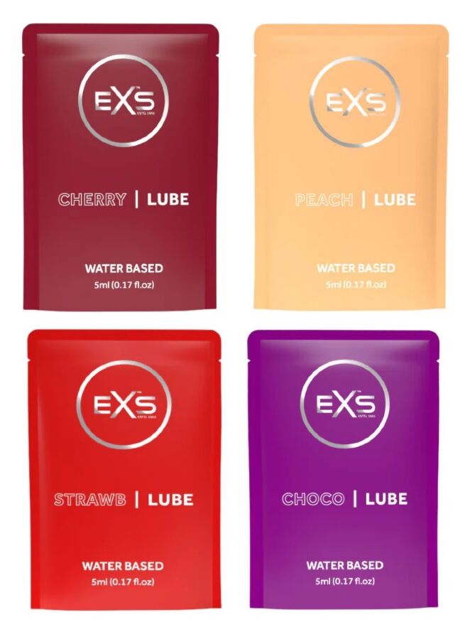 Набір з 20 шт ароматизованих універсальних гелей-лубрикантів EXS Flavoured Lube Sachets, 20х5 ml
