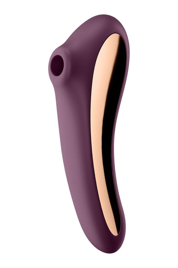 Вакуумный клиторальный стимулятор с вибрацией Satisfyer Dual Kiss wine red