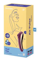 Вакуумный клиторальный стимулятор с вибрацией Satisfyer Dual Kiss wine red