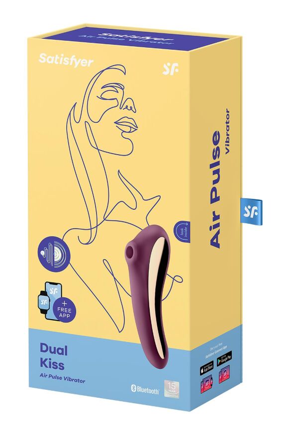 Вакуумный клиторальный стимулятор с вибрацией Satisfyer Dual Kiss wine red