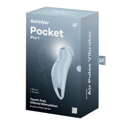 Эргономичный вакуумный стимулятор с вибрацией- Satisfyer Pocket Pro 1 Blue