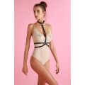Портупея с ошейником One Size H2, экокожа, черная