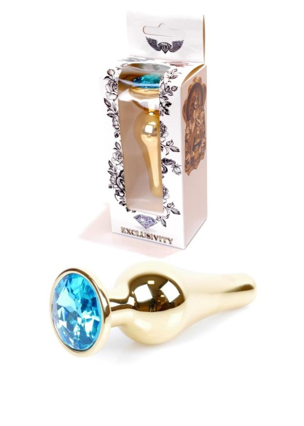 Анальна пробка - Jewellery Gold Long Plug Light Blue