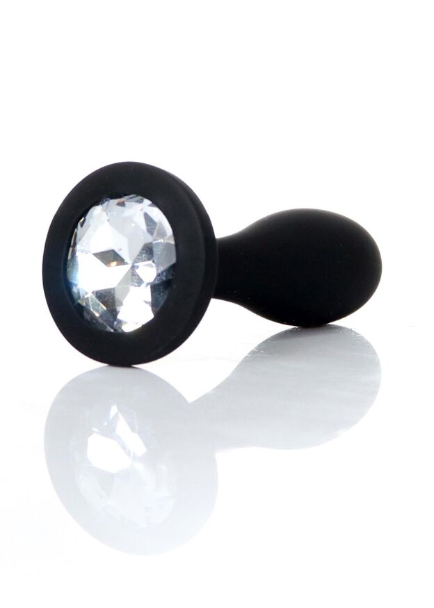 Анальна пробка - Jewellery Silicone Black Plug S Clear
