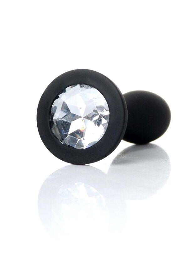 Анальна пробка - Jewellery Silicone Black Plug S Clear