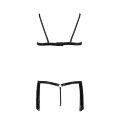Комплект білизни Passion Exclusive KASSANDRA SET OpenBra L/XL black, ліф з бахроми, трусики-спідниця