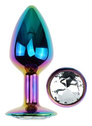Анальна пробка з кристалом EGZO - Multicolor Round Plug Clear size S