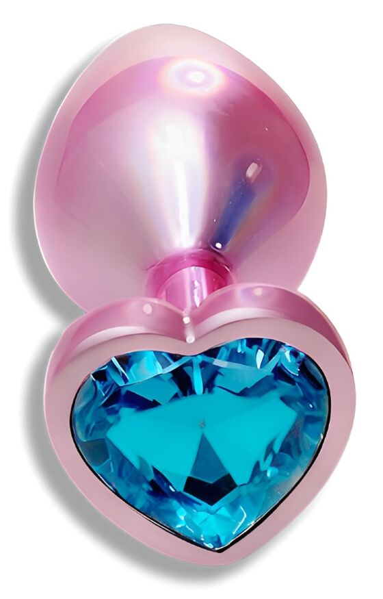 Анальная пробка с кристаллом EGZO - Pink Perl Heart Plug Aqua, size S