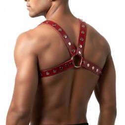 Мужская портупея Art of Sex - Spartacus, экокожа, цвет красный, размер L-2XL