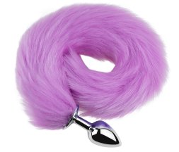 Анальна пробка з хвостом EGZO - Fox Tail Silver Plug Purple, size S