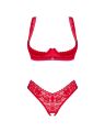 Комплект білизни Obsessive Lacelove cupless 2-pcs set XS/S Red, відкритий доступ, відкриті груди