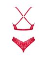 Комплект білизни Obsessive Lacelove cupless 2-pcs set XS/S Red, відкритий доступ, відкриті груди