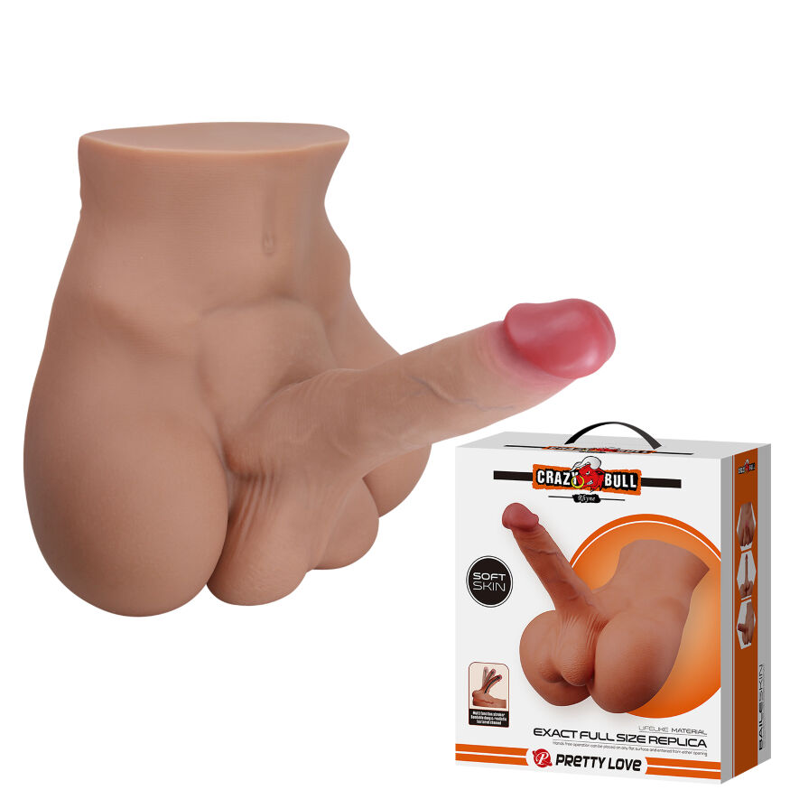 Мастурбатор реалістичний CRAZY BULL Rhynе пеніс та анус, бежевий, 24,6×23,7 см