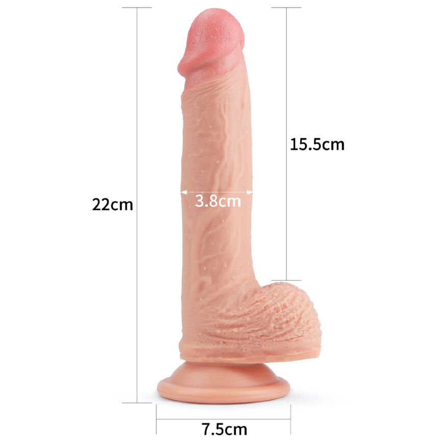 Реалістичний фалоімітатор на потужній присосці Dual-Layered Silicone Cock 8.5" Flesh