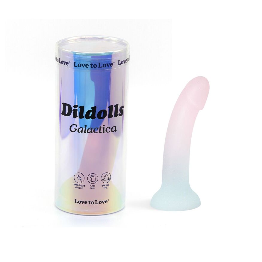 Дилдо з градієнтом та блискітками Love To Love Dildolls  -  Galactica, ультрам’який