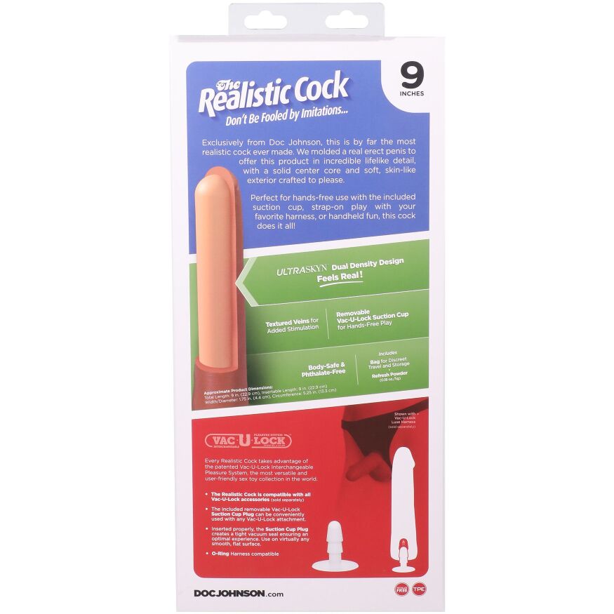 Длинный фалос из киберкожи Doc Johnson The Realistic Cock ULTRASKYN - 9 Inch Vanilla
