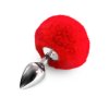 Металлическая анальная пробка М Art of Sex – Metal Butt plug Rabbit Tail Red, диаметр 3,4 см
