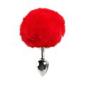 Металлическая анальная пробка М Art of Sex – Metal Butt plug Rabbit Tail Red, диаметр 3,4 см