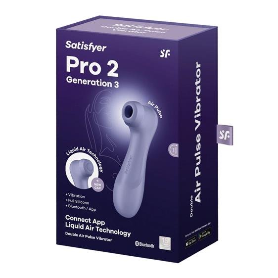 Розкішний смарт симулятор орального сексу - Satisfyer Pro 2 Generation 3 With Liquid Air Lilac Bluetooth/(App)