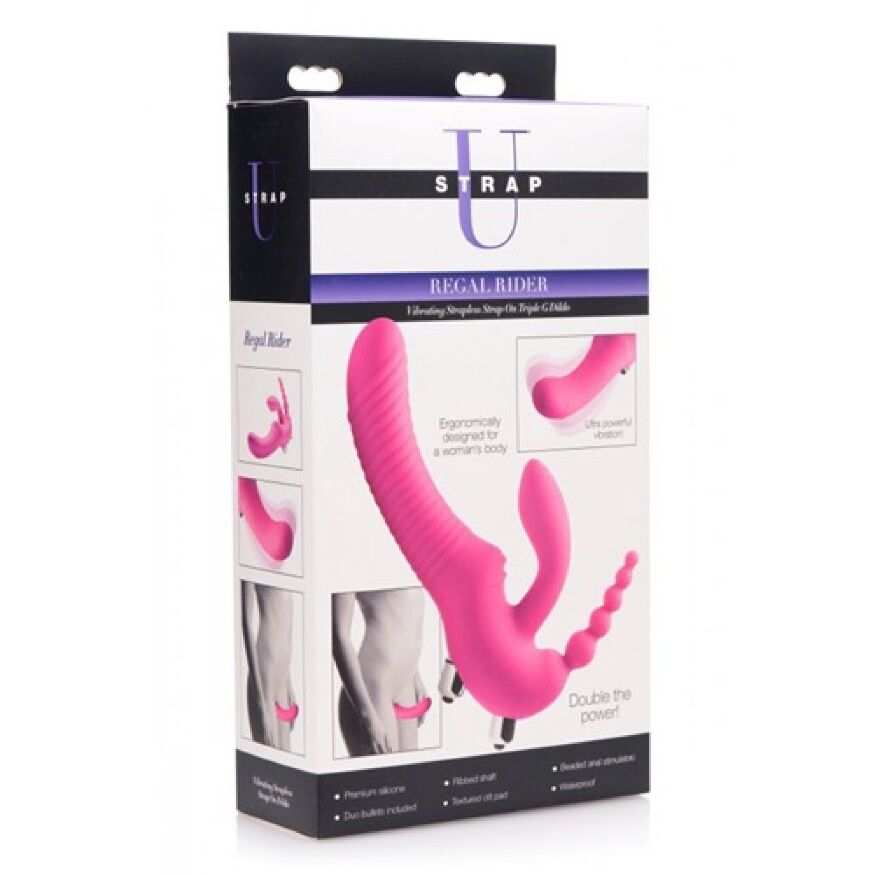 Безремневой страпон с вибрацией тройной, Regal Rider Strap-On Vibrator