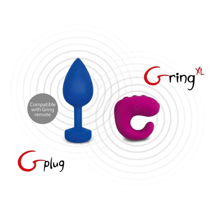 Gvibe Gplug - Большая анальная пробка с вибрацией, 10.5х3.9 см (голубой)