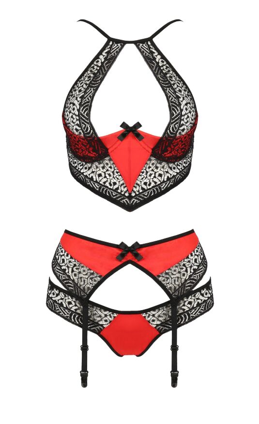 Комплект белья с поясом для чулков SCARLET SET red S/M - Passion