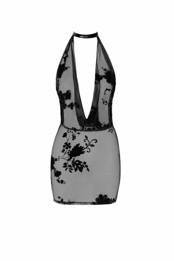 Платье Noir Handmade F313 Mythos, M, black, прозрачное, мини, открытая спина, декор из стразов