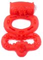 Эрекционное вибро кольцо BOSS Vibrating Duo Cock Ring Red, BS6700046