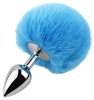 Анальная пробка с хвостом EGZO - Bunny Tail Silver Plug Blue, size S