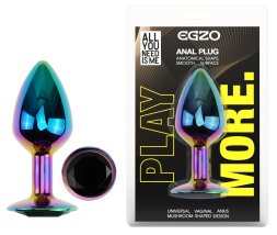 Анальна пробка з кристалом EGZO - Multicolor Round Plug Blue size S