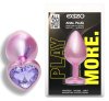 Анальная пробка с кристаллом EGZO - Pink Perl Heart Plug Amethyst, size S