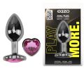 Анальна пробка з кристалом EGZO - Dark Silver Heart Plug Rose size M