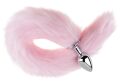 Анальна пробка з хвостом EGZO - Fox Tail Silver Plug Pink, size S