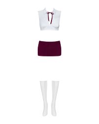Еротичний костюм студентки Obsessive Student 4 pcs costume L/XL, топ, спідниця, стринги, гольфи
