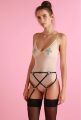 Пояс для чулок One Size S4, натуральная кожа, черный