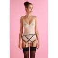 Пояс для чулок One Size S4, натуральная кожа, черный