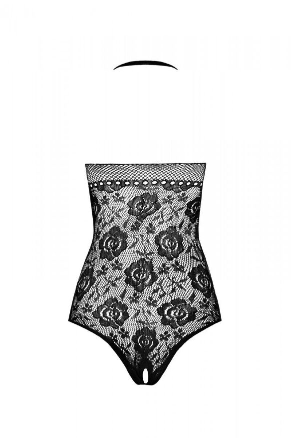 Бодістокінг з імітацією корсетної шнурівки Passion BS094 One Size, white, квітковий візерунок, з дос