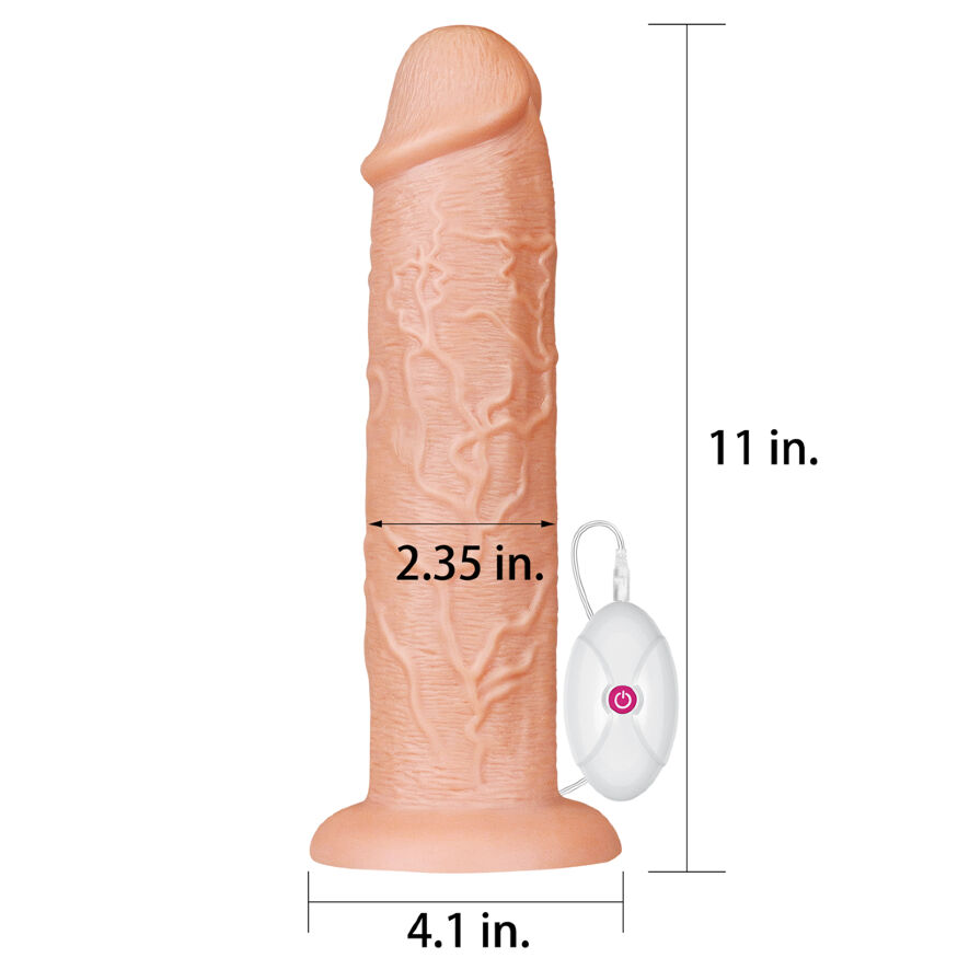 Великий вібратор - King-Sized Realistic Long Vibrating Dildo 11" Flesh