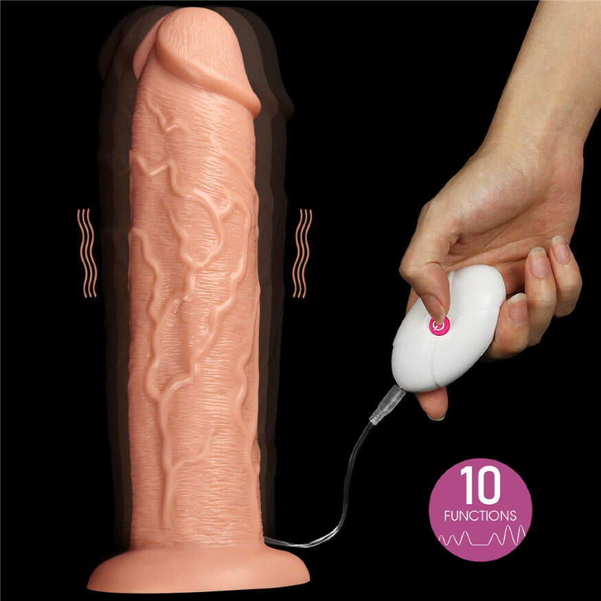 Великий вібратор - King-Sized Realistic Long Vibrating Dildo 11" Flesh