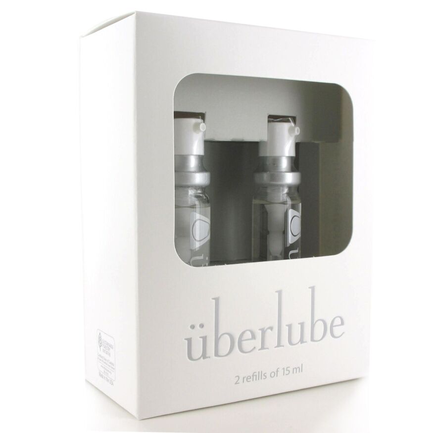 Премиум лубрикант 3-в-1 на силиконовой основе Uberlube Good-to-Go Refills (2 шт по 15 мл с дозатором)