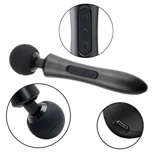 Вибратор-Микрофон с пульсацией черный Massager Ultra Powerful -Big USB