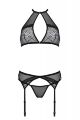 Комплект білизни з поясом для панчох SATARA SET black S/M - Passion