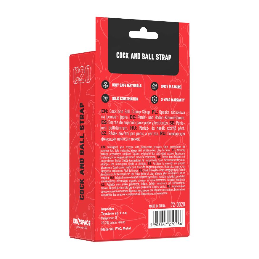 Бондаж для пеніса та яєчок - Erospace Wild Play Cock And Ball Strap C20