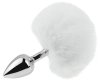 Анальная пробка с хвостом EGZO - Bunny Tail Silver Plug White, size S