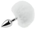 Анальна пробка з хвостом EGZO - Bunny Tail Silver Plug White, size S