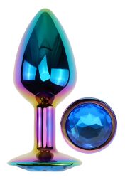 Анальна пробка з кристалом EGZO - Multicolor Round Plug Black size S