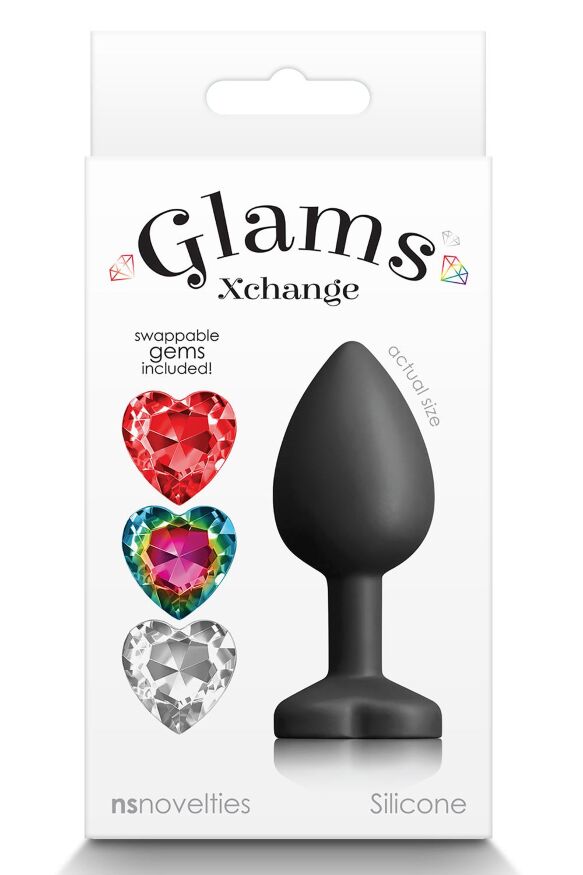 Анальная пробка со съемным камнем GLAMS XCHANGE HEART SMALL